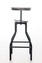 CLP Sgabello Swansea in Legno E Metallo Look Industriale I Sgabello Bar con Poggiapiedi Altezza Regolabile 73-82 CM, Colore:Antico Argento