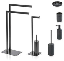 Möve - Portasciugamani in Metallo, 30 x 20 x 82 cm, Colore: Nero