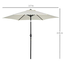 Outsunny Ombrellone da Giardino Inclinabile Spiaggia in Alluminio e Poliestere Bianco Crema Φ2.7×2.35m