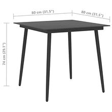 vidaXL Tavolo da Giardino Nero 150x90x74 cm in Acciaio e Vetro