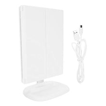 Specchio da trucco, specchio da trucco a LED, 3 pieghevoli, 2 x 3 x, con lente di ingrandimento elettrica da scrivania