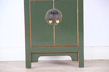 Yajutang Cassettiera cinese comodino in legno massello verde oliva