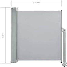 EBTOOLS - Tenda laterale retrattile, colore grigio, protezione solare estensibile per balcone, terrazzo, giardino, 100 x 300 cm