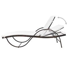 FAMIROSA Lettino Prendisole con Cuscino in Polyrattan Marrone-2883