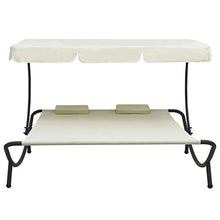 Tidyard Lettino Prendisole con Baldacchino e Cuscini Bianco Crema,Giardino, Terrazza o Spiaggia