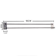 Xiajia - Adesivo forte per asciugamani a barra doppia, 55 cm, spazzolato, in acciaio inox 304, 3 m, impermeabile, completo (argento)