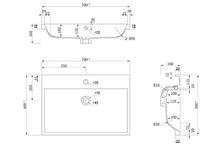 Mobile bagno a terra Via 70 grigio cemento, 3 cassetti senza maniglie
