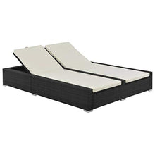 vidaXL Lettino Prendisole Doppio in Polyrattan Nero e Crema Sdraio Spiaggia