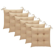 vidaXL Sedie da Giardino con Cuscini Beige 6 pz in Massello di Teak