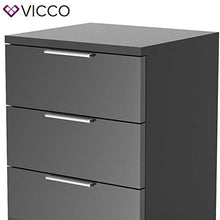 Vicco Comodino Nero lucido Con 3 cassetti Comò cassettone