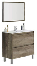 Dmora Mobile Bagno + Specchio-Legno-cm. 80 x 80 x 45, Unico