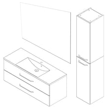 FACKELMANN B.Clever - Set di mobili da bagno, 3 pezzi, 120 cm, con lavabo in marmo e specchio da bagno