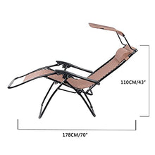PAKUES-QO Sedia a Sdraio Pieghevole a gravità Zero Sedile Prendisole reclinabile Regolabile Comodo e Traspirante per Piscina, Patio, Spiaggia, Cortile Marrone