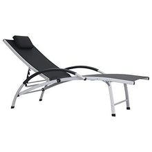vidaXL Lettino Prendisole Pieghevole Elegante Pieghevole Leggero Regolabile Robusto Sdraio Chaise Longue in Alluminio e Textilene Nero e Argento