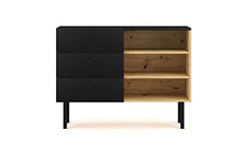 Cassettiera moderna Angess, 100 cm, rovere artigianale/nero