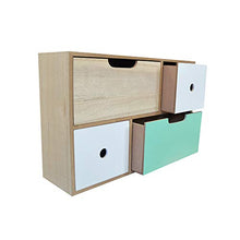 DRULINE 1x Mini Kommode Mobile Comò Bianco Naturale Menta Legno 40,5 cm x 26,5 cm x 11,5 cm 4 Cassetti