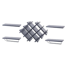 Mensola per vino in legno, da parete, moderna, decorativa, include 1 scaffale per bottiglie e 4 ripiani in legno (nero)