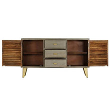 Festnight Comò e Cassettiere, Cassettiera Legno Massello di Mango Grigio e Ottone 140x40x80cm
