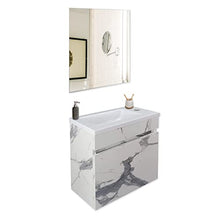 STARBATH PLUS - Mobile da Bagno sospeso in MDF con lavabo in Resina e Specchio - Lavabo sospeso - Mobile da Bagno con lavabo - 40 x 22 cm