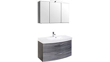 Held Möbel - Set di mobili da bagno Florida, larghezza 100 cm, 2 pezzi, colore: grafite, argento fumo