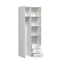 Esidra, Armadio Bianco con 3 cassetti, 78x50x200cm