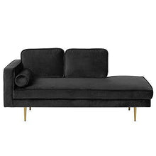 Beliani Chaise Longue Versione Sinistra Velluto Nero Piedi in Metallo e Cuscini MIRAMAS - Arredi Casa