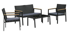 Outsunny Set 4 Pezzi Salotto da Esterni con 2 Sedie, Divano e Tavolino | Mobili da Giardino in Rattan e Acciaio Nero - Arredi Casa