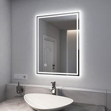 EMKE specchio da bagno LED 80 x 60 cm con illuminazione specchio a luce bianca fredda specchio da bagno specchio da parete con interruttore touch + anti-appannamento