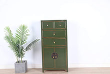Yajutang credenza cassettiera cinese 4 cassetti 2 ante verde oliva