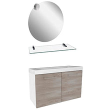 Fackelmann - Set di mobili da bagno, 5 pezzi, modello Lima, con lavandino in ghisa, 80 cm, specchio da bagno e ripiano in vetro
