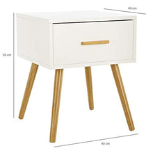 LOMOS Comodino Levi in Legno di Colore Bianco con Un cassetto