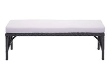 Mendler Panca panchina HWC-G16 polyrattan 112cm Nero Cuscino Grigio Chiaro