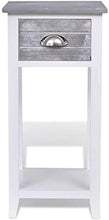 EBTOOLS - Comodino con 1 cassetti e ripiani, grigio + bianco, 30 x 30 x 63 cm