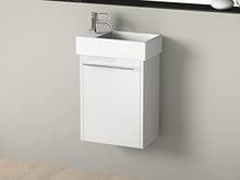 Mobile da bagno – Set con specchio con ripiano e lavabo in ceramica, 45 x 26 cm, bianco lucido