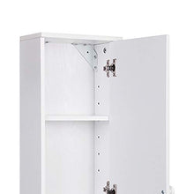 ZTGL Mobiletto Bagno Sospeso Multiuso, Armadietto Arredamento da Bagno Moderno con Ante Singole e Portasciugamani, Bianco, 26.5x14.5x80.5 cm