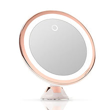 Fancii Specchio Ingranditore 10x per Trucco con Luce LED, USB o Batteria - Specchio Illuminato con Ingradimento, Luci Dimmerabile, Potente Ventosa, Rotazione a 360°, per Bagno e Viaggio (Vetro)