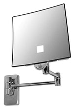 JVD 866610 - Specchio ingranditore Eclips, quadrato, illuminato, con braccio in ottone.