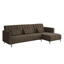 Divano chaise longue Milano 267cm, trasformabile in letto, reversibile, a righe marrone.