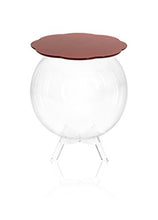 Iplex Design Bollino Tavolino/Comodino Contenitore, Plexiglass/PMMA, Rosso/Trasparente