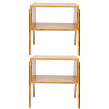 Comodino 2pcs Tavolo da Comodino in bambù Impilabile Stand Notturno Armadio per La Decorazione della Camera da Letto