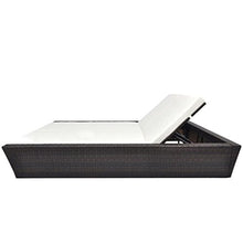 vidaXL Doppio Lettino Prendisole Cuscino Polyrattan Marrone 2 Persone Sdraio