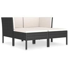 FAMIROSA Set Divani da Giardino 4 pz con Cuscini in Polyrattan Nero-6966