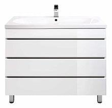 Mobile bagno a terra Talis 90 bianco lucido, 3 cassetti senza maniglie