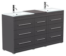 Mobile bagno a terra Vitro Modern con lavabos in vetro antracite satinato