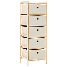 vidaXL Legno di Cedro Armadietto con 5 Cesti in Tessuto Beige Mobile Cassetti