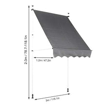 Cikonielf Tenda da Sole Retrattile Manuale da Giardino Esterno,Tenda Parasole Rettratile,Tenda da Balcone,Altezza Regolabile,300 x 120 cm(Grigie)