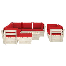 SKM Set Divani da Giardino su Pallet 10 pz con Cuscini Legno Abete (197.6kg) Rosso-3678
