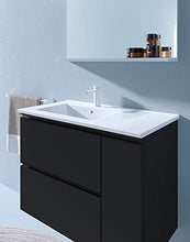 Mobili KOL 80 cm | Antracite Laccato | 80 x 60 x 45 cm | Mobile con 2 cassetti + 1 Anta + lavabo in Ceramica a Sinistra