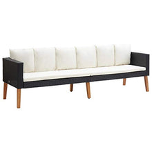 FAMIROSA Set Divani da Giardino 3 pz con Cuscini in Polyrattan Nero-9337