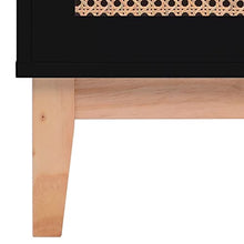 vidaXL Comodino Nero 40x40x61 cm in MDF e Rattan